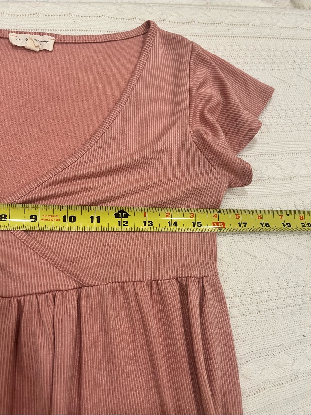 See You Monday Ribbed Tiered Babydoll Mini Dress-Medium - Picture 5 of 6